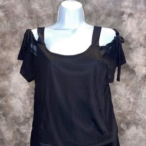 Open shoulder Black top